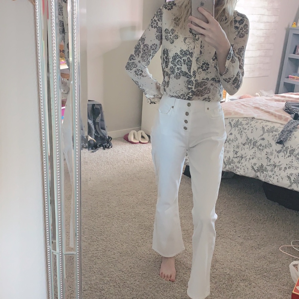 7 for all mankind highwaisted fly button ankle jeans